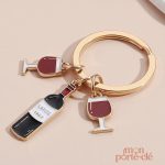 Porte-clé original en forme de bouteille de vin