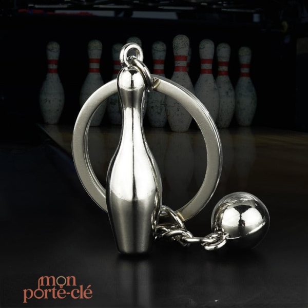 Porte-clé design bowling avec mini quilles colorées
