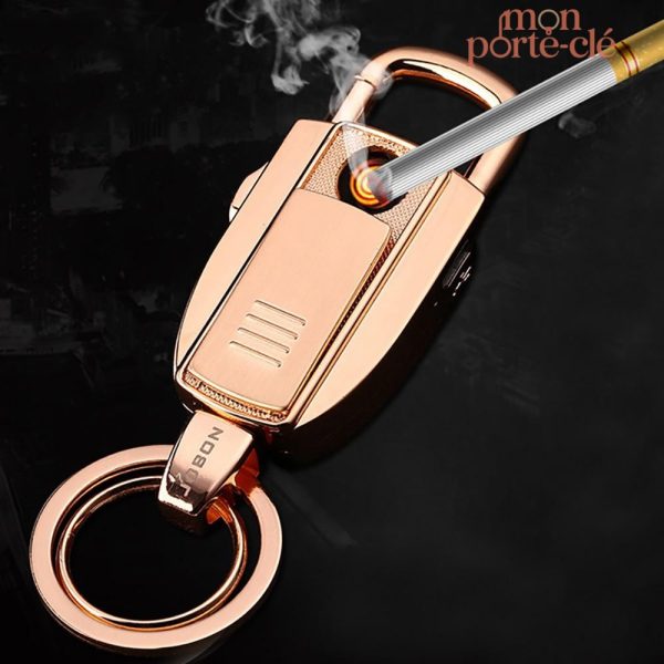 Porte-clé multifonction en acier avec allume-feu