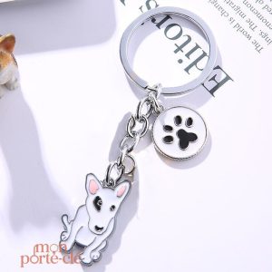 Porte-clé Bull Terrier en métal élégant pour les amoureux des chiens