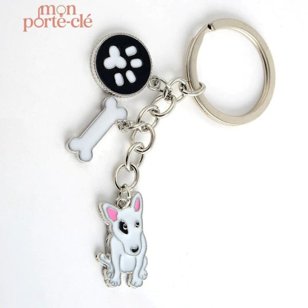 Porte-clé design Bull Terrier, idéal pour les passionnés de chiens