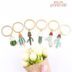 Porte-clé original avec motif cactus stylisé