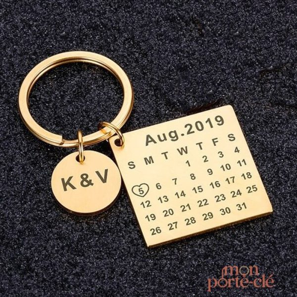 Porte-Clé Calendrier Couple personnalisé