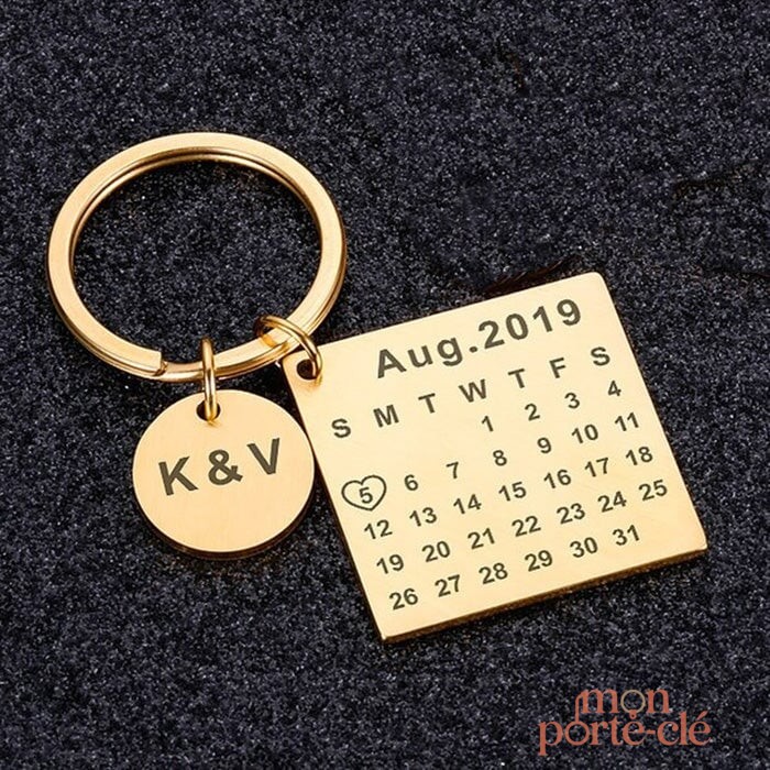 Porte-Clé Calendrier Couple personnalisé