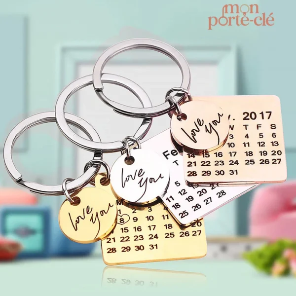Porte-Clé Calendrier avec date spéciale pour couples