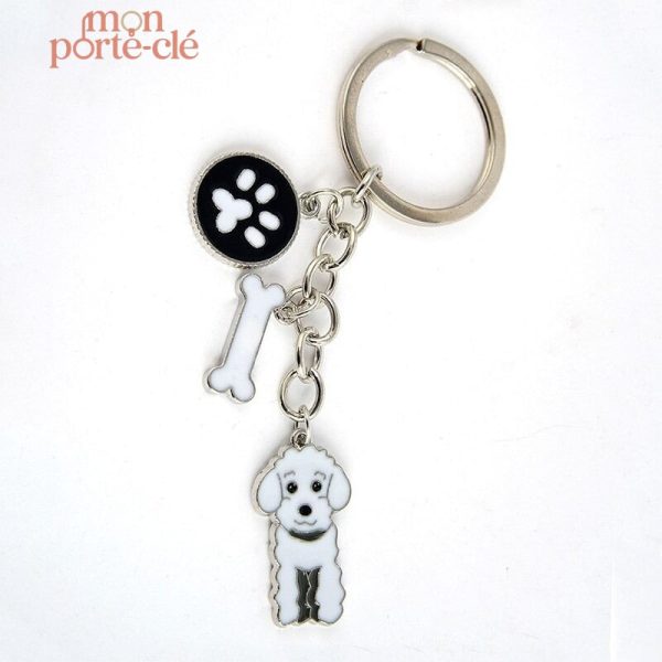 Porte-clé chien caniche en acrylique