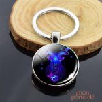 Porte-clé Capricorne en métal avec symbole astrologique
