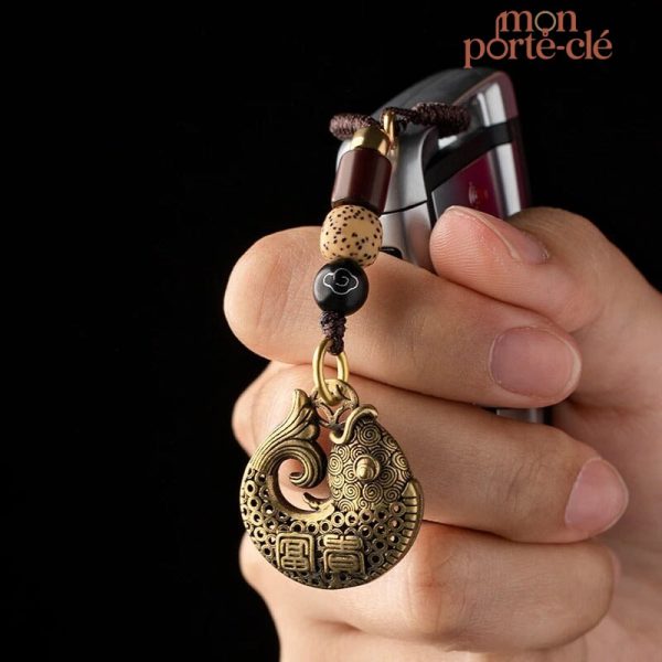 Porte-clé poisson design, motif carpe Koi coloré