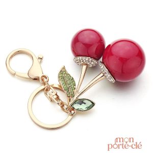 Porte-clé design cerise, accessoire tendance et original
