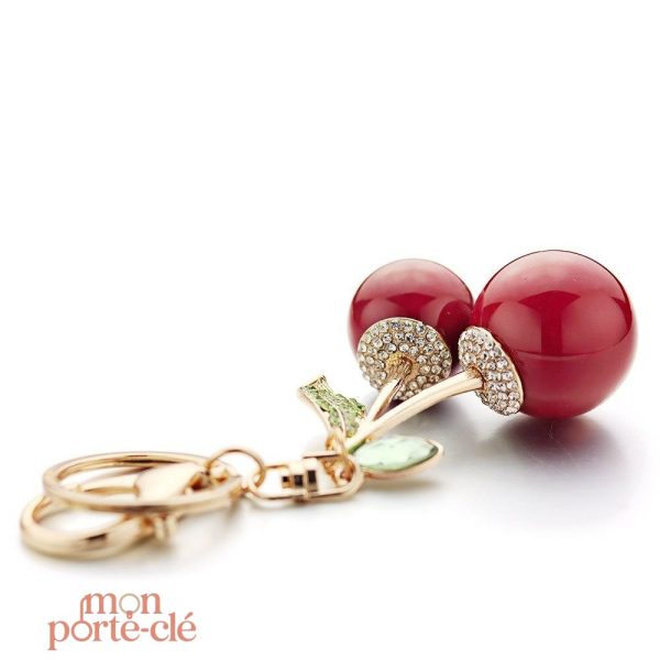 Porte-clé fruité, motif cerise pour un style ludique