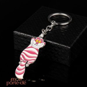 Porte-clé Chat Cheshire en métal stylisé