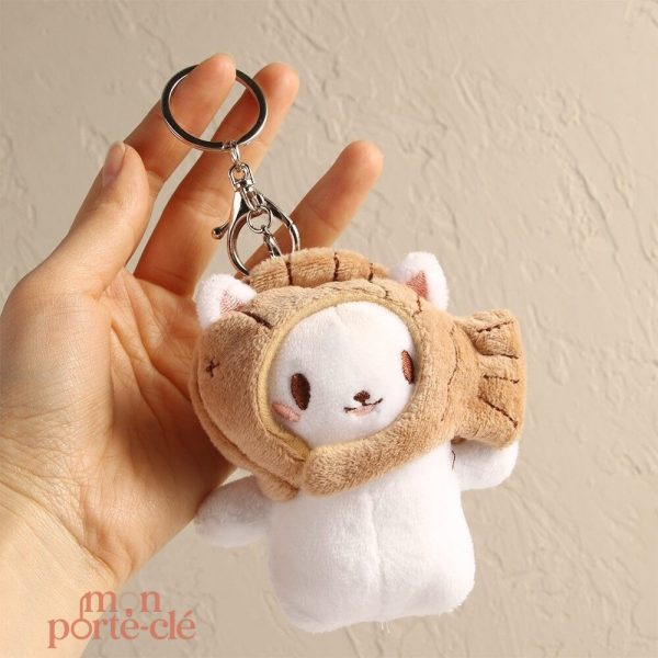 Porte-clé en forme de chat doux et moelleux