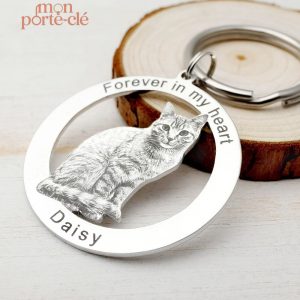Porte-clé chat personnalisé en métal