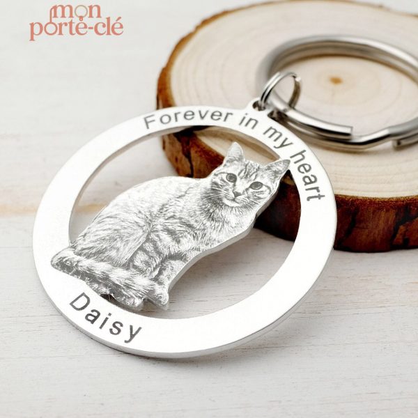 Porte-clé chat personnalisé en métal