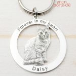 Porte-clé chat gravé, design élégant