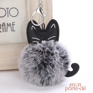 Porte-clé chat avec pompon décoratif