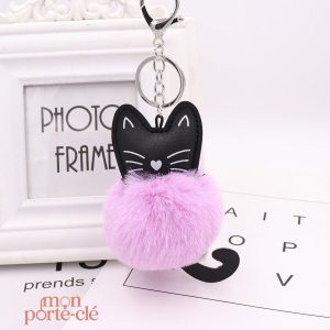 Accessoire porte-clé chat en fourrure