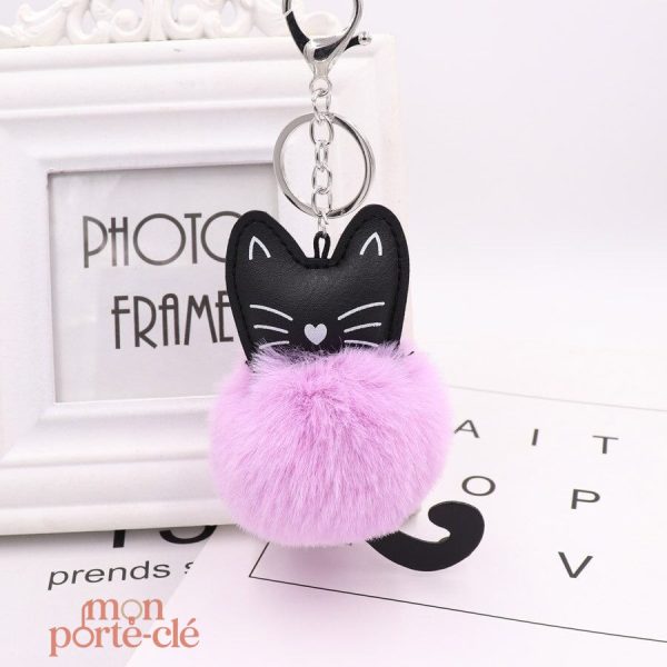 Accessoire porte-clé chat en fourrure