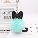 Porte-clé tendance avec pompon chat