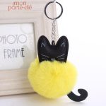 Porte-clé avec pompon en forme de félin