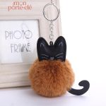 Porte-clé doux chat pompon pour sac