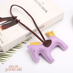 Porte-clé cheval en cuir naturel