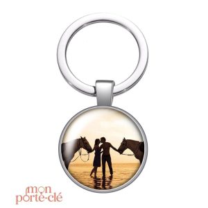 Porte-clé de cheval unique gravé au choix