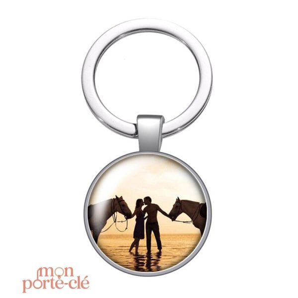 Porte-clé de cheval unique gravé au choix
