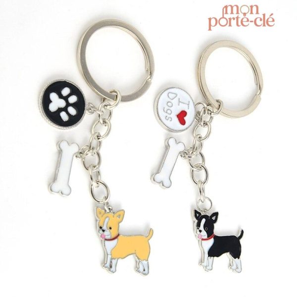Porte-clé Chihuahua en métal décoratif