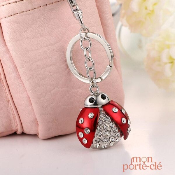 Porte-clé unique avec motif de coccinelle
