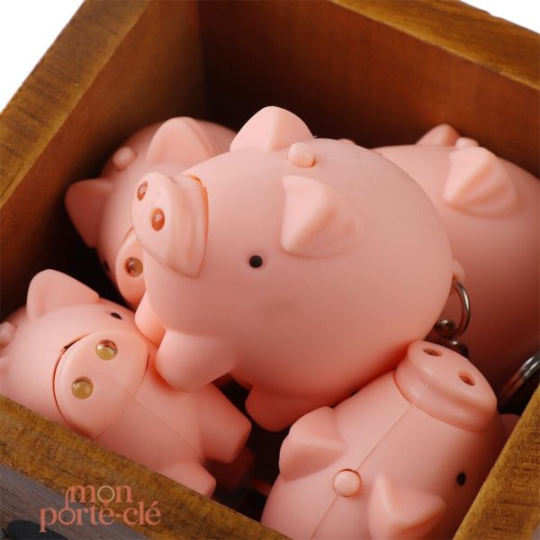 Porte-clé cochon en plastique rose