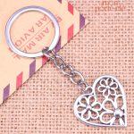 Porte-Clé Cœur en acier Fleuri