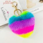 Porte-clé cœur arc-en-ciel, accessoire coloré et tendance