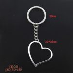 Porte-clé en forme de cœur argenté, cadeau idéal