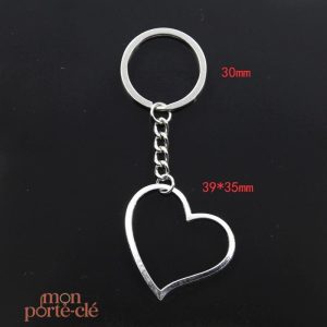 Porte-clé en forme de cœur argenté, cadeau idéal