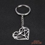 Porte-clé cœur géométrique élégant et moderne
