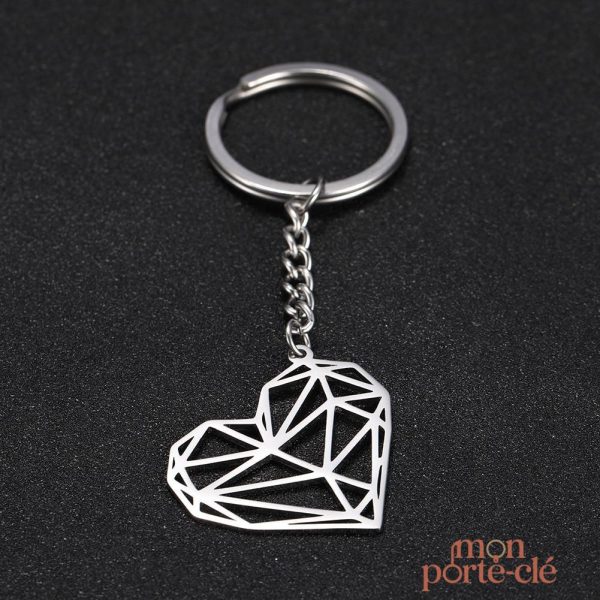 Porte-clé cœur géométrique élégant et moderne