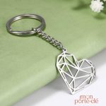 Porte-clé en forme de cœur au design géométrique