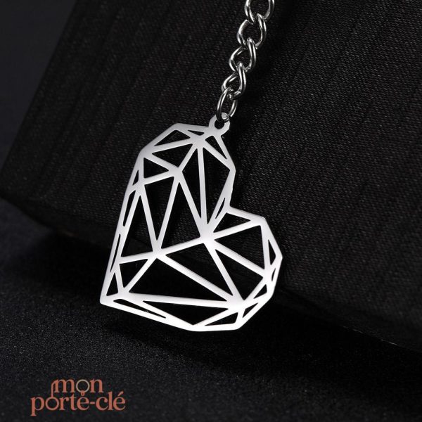 Porte-clé cœur géométrique, un cadeau idéal