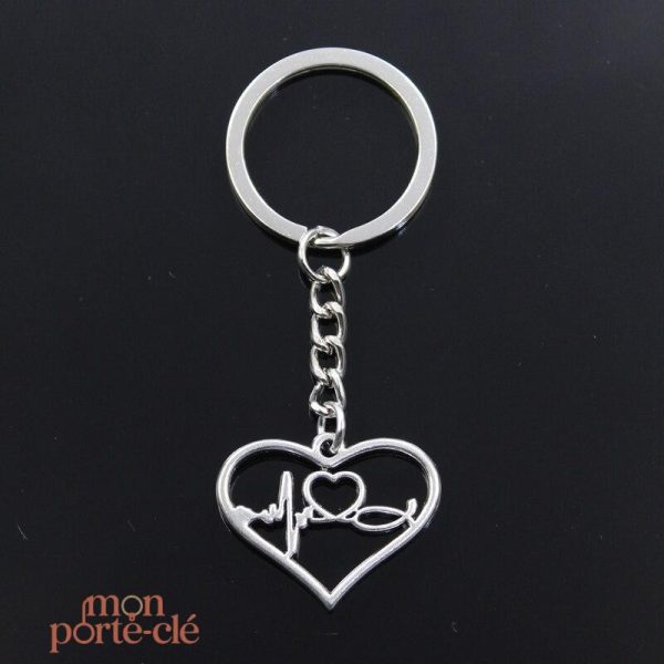 Porte-clé cœur gravé "L'amour" en métal