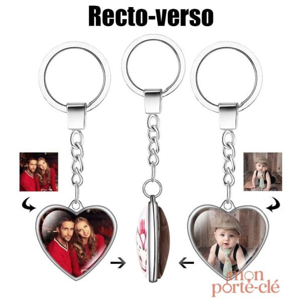 Cadeau idéal : porte-clé cœur avec photo gravée
