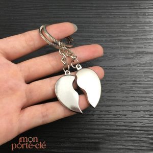 Porte-Clé Cœur pour couple, design séparable
