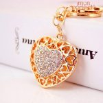 Porte-Clé en strass avec design en forme de cœur
