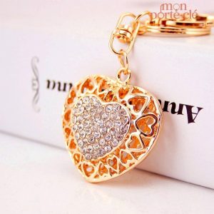 Porte-Clé en strass avec design en forme de cœur