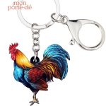Porte-clé Coq décoratif en métal pour collectionneurs