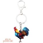 Porte-clé en forme de coq, parfait pour les amoureux des animaux