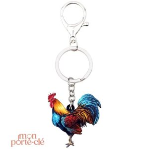 Porte-clé en forme de coq, parfait pour les amoureux des animaux