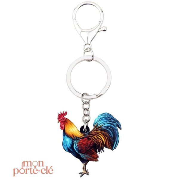 Porte-clé en forme de coq, parfait pour les amoureux des animaux