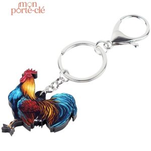 Porte-clé coq coloré, un bijou pratique et original