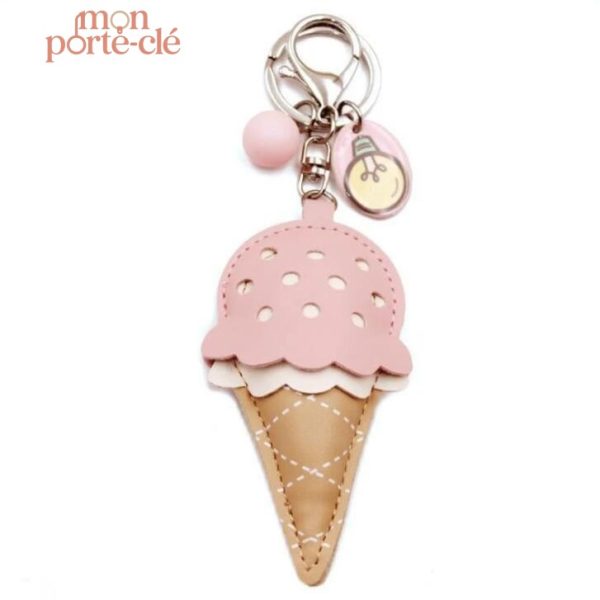 Porte-clé gourmand en forme de glace colorée